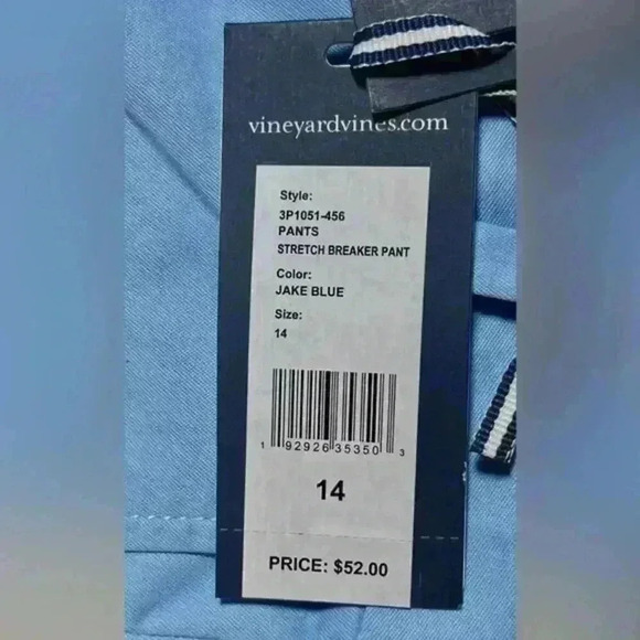 NWT‎ Vineyard Vines Breaker Pants Jake Blue Boys Size 14 - Picture 5 of 8